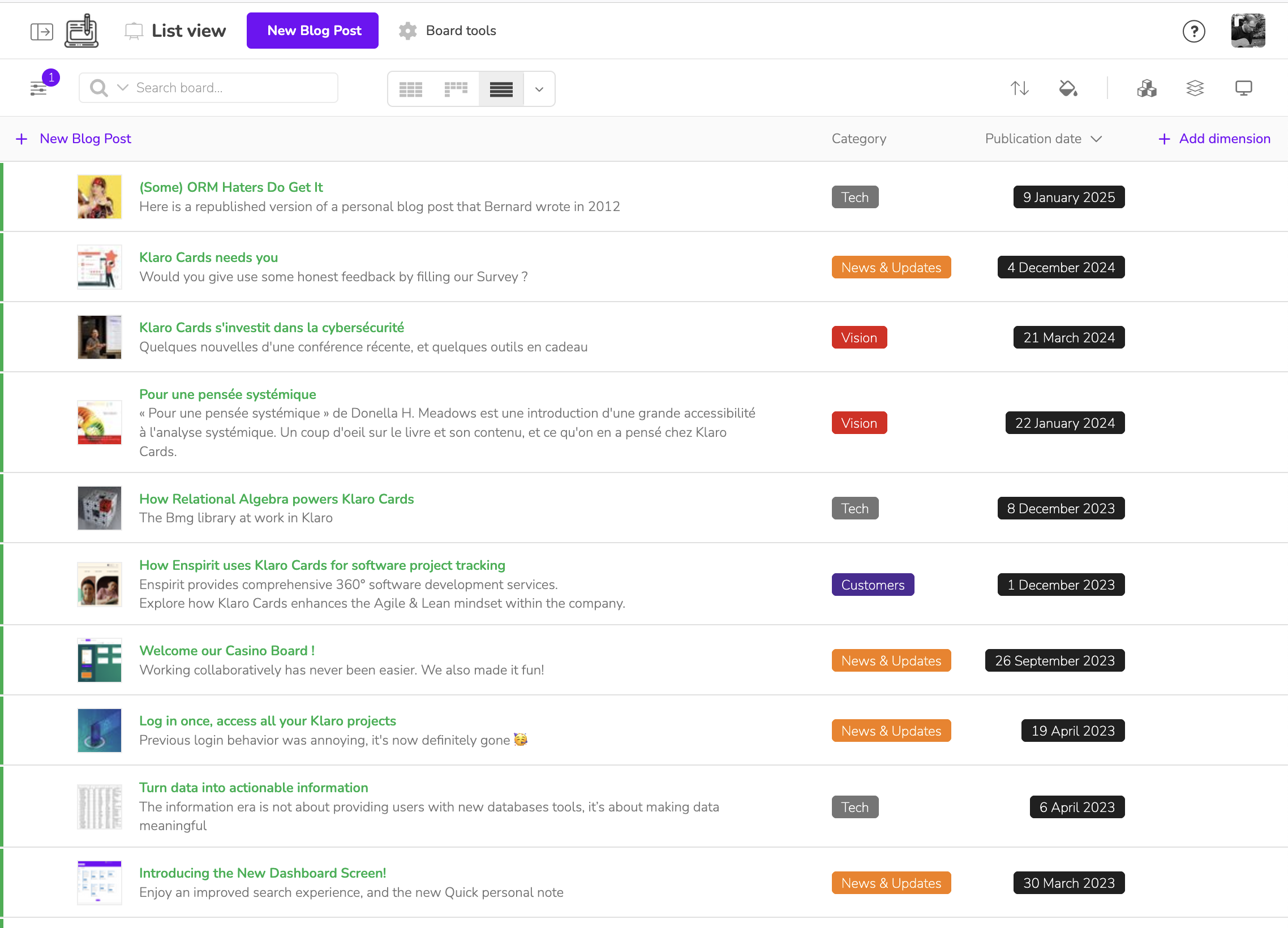 Custom boards to give the right info to the right person at the right time